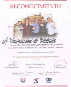 Reconocimiento 5 héroes Universidad de Holguín