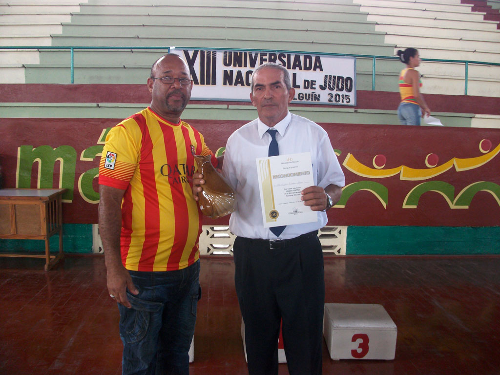 Jornada final de competiciones de la XIII Universiada de Judo. Árbitro más destacado: MSc. Rafael Cámbara Isaac de Holguín. Ateneo Deportivo "Fernando de Dios Buñuel", 21 de noviembre de 2015. UHO FOTO/Luis Ernesto Ruiz Martínez.