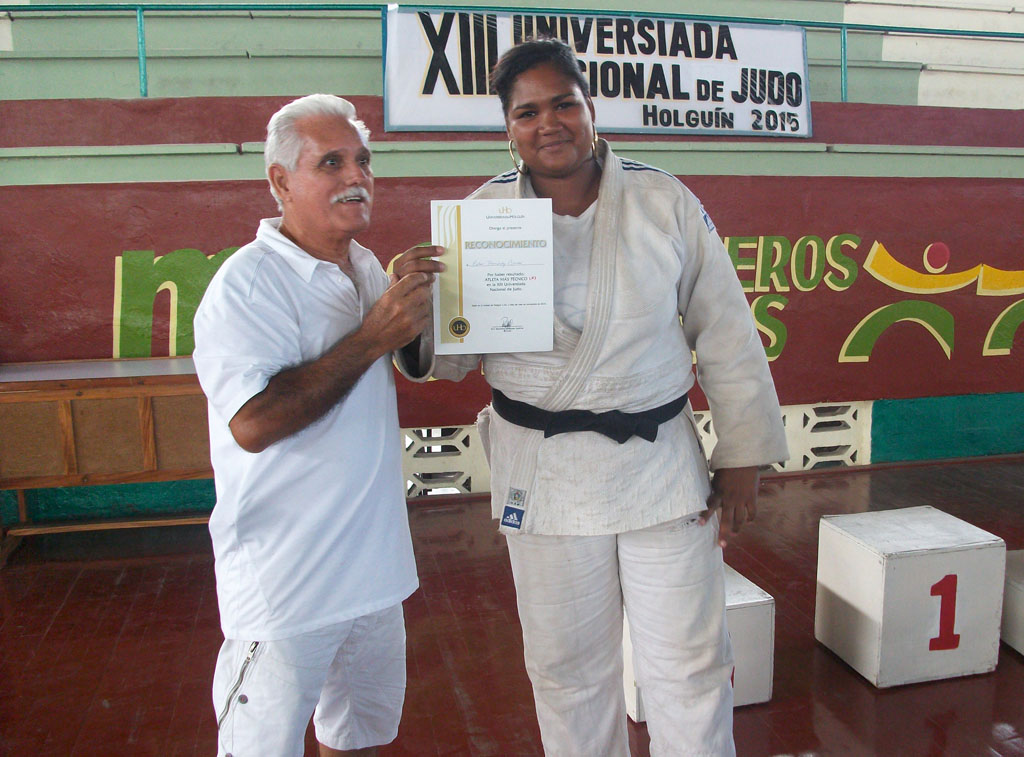 Jornada final de competiciones de la XIII Universiada de Judo. Atleta más técnica: Pilar Hernández Ramos de la Universidad de Oriente. Ateneo Deportivo "Fernando de Dios Buñuel", 21 de noviembre de 2015. UHO FOTO/Luis Ernesto Ruiz Martínez.