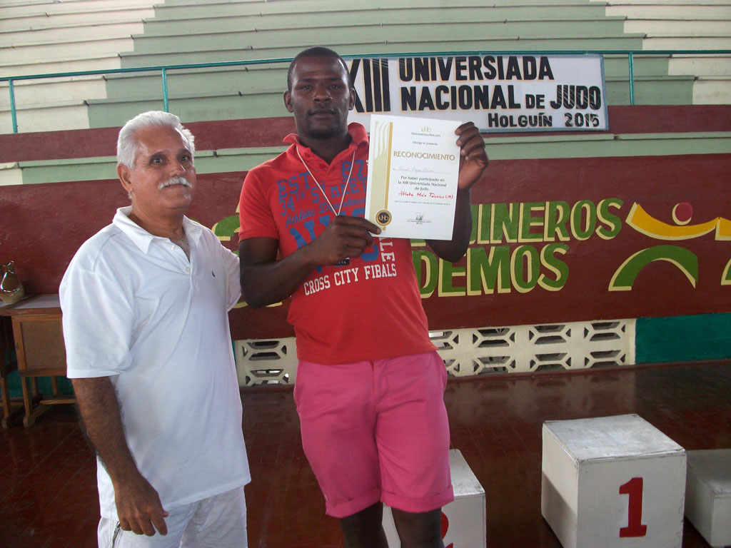 Jornada final de competiciones de la XIII Universiada de Judo. Atleta más técnico: Yansel Zayas Rivero de la Universidad de Artemisa. Ateneo Deportivo "Fernando de Dios Buñuel", 21 de noviembre de 2015. UHO FOTO/Luis Ernesto Ruiz Martínez.