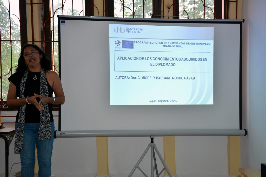 Gestores del proyecto en la Universidad de Holguín compartieron sus experiencias con Fiona Hunter. Desarrollado en la sede Oscar Lucero Moya, el 27 de octubre de 2016-UHO/Foto: Yudith Rojas Tamayo