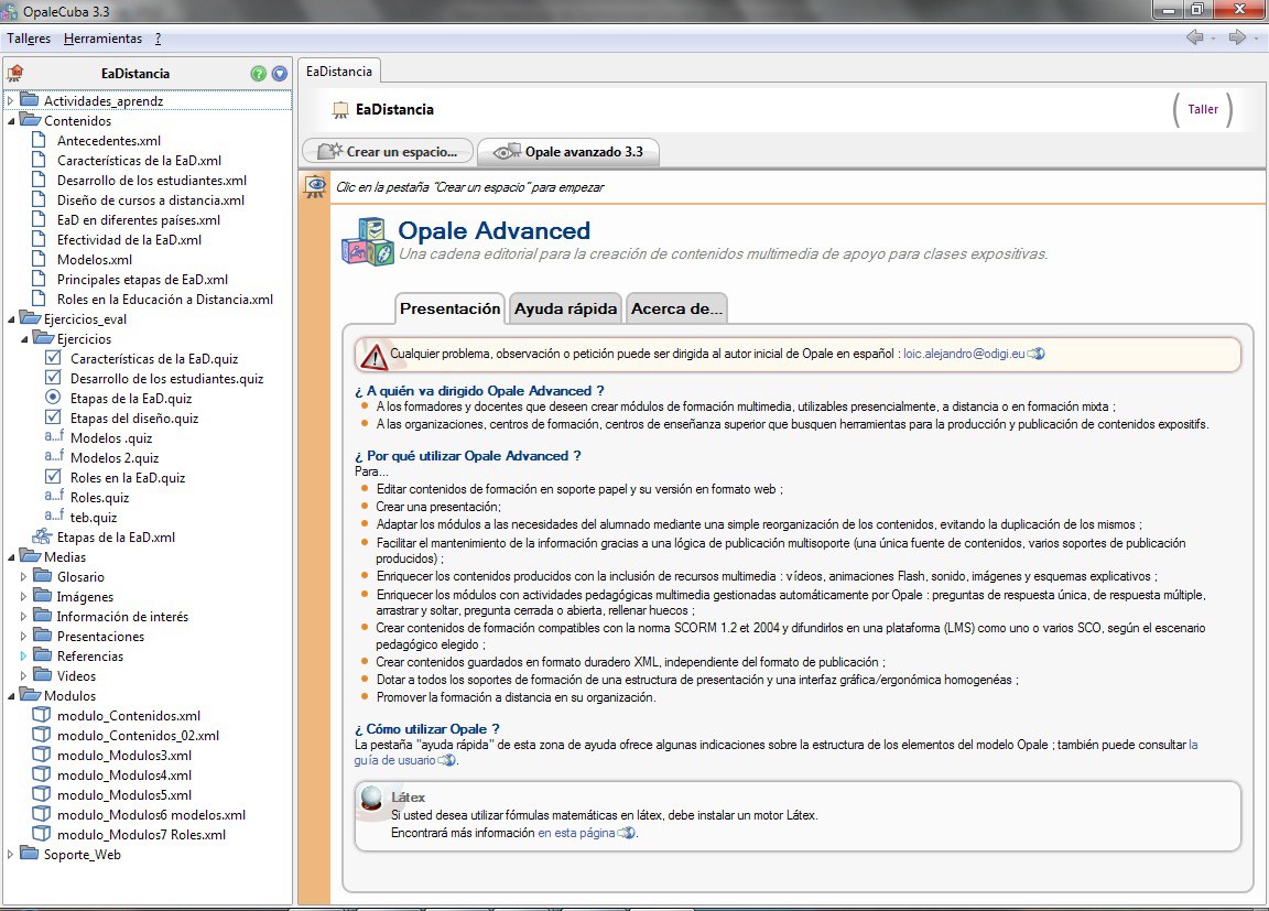 Herramienta Opale para el montaje de Objetos de Aprendizaje