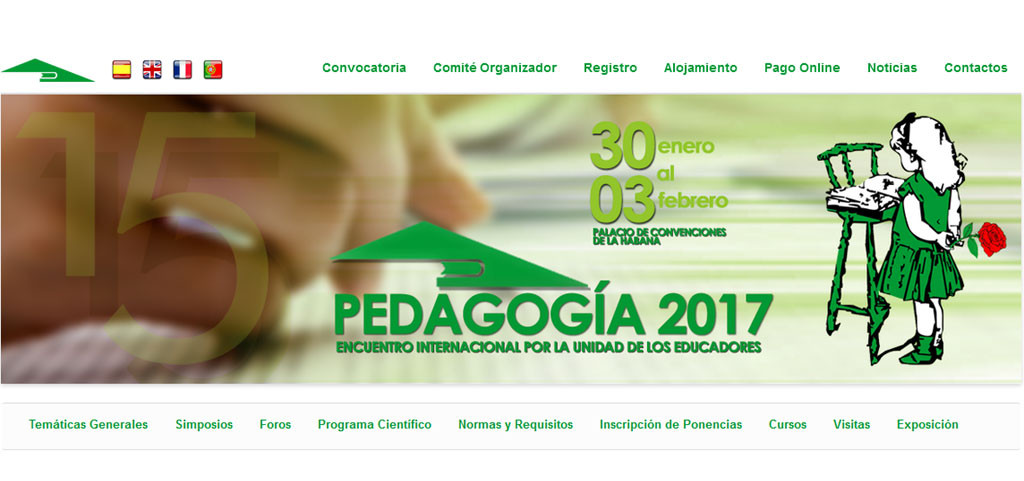 Captura del Sitio Oficial del Congreso Pedagogía 2017.