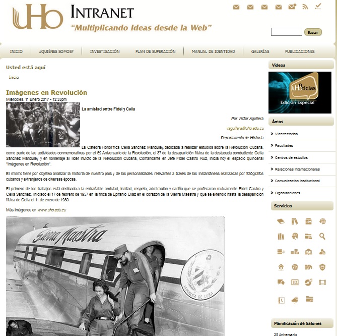 Imagen tomada de la página web de Intranet se la sección "Imágenes en Revolución". 