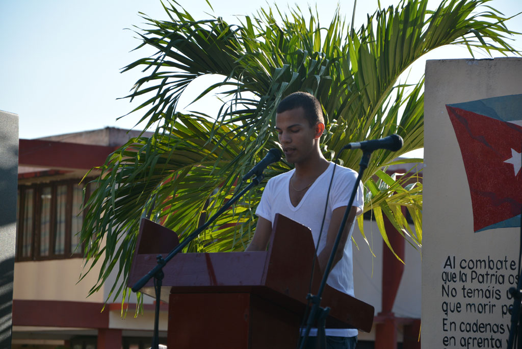 Intervención del estudiante Glessler Ramos, vicepresidente de la FEU en la Universidad de Holguín . Desarrollado en la la sede Oscar Lucero Moya, el 13 de marzo de 2017. UHO FOTO/Yudith Rojas Tamayo