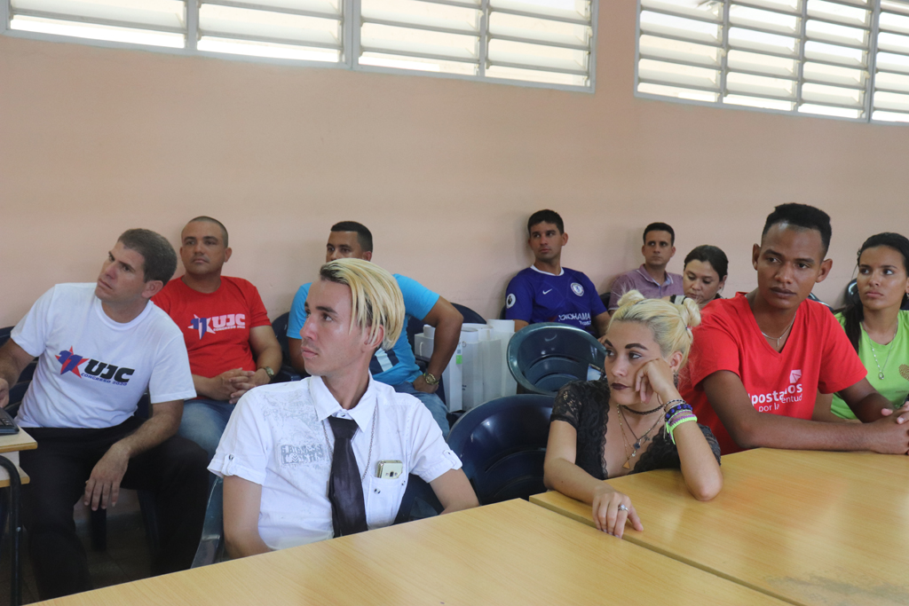 Presentación de la campaña de comunicación por el onceno Congreso de la UJC en la UHo por miembros del Grupo de Comunicación de la Unión de Jóvenes Comunistas de Cuba. Desarrollado en la sede Celia Sánchez Manduley, el 16 de mayo de 2019-UHO/Foto: Yudith Rojas Tamayo