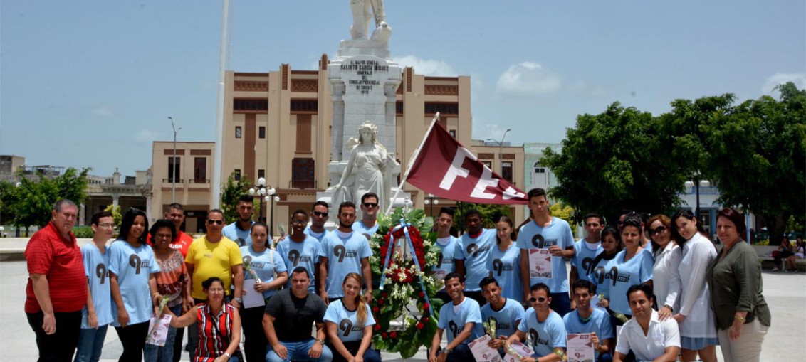 Acto de abanderamiento de la delegación holguinera al Noveno Congreso de la Federación Estudiantil Universitaria, efectuado en La Periquera el 27 de junio de 2018. UHo FOTO/Luis Ernesto Ruiz Martínez.